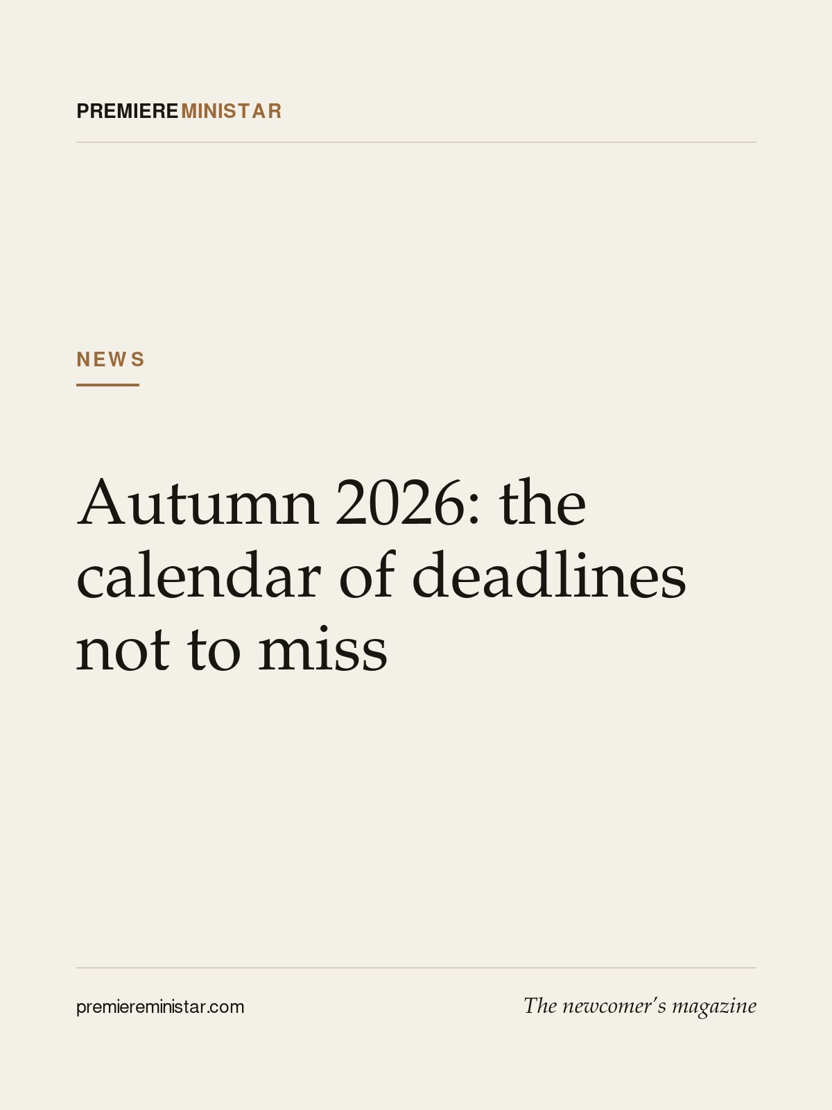 Autumn 2026: the calendar of deadlines not to miss