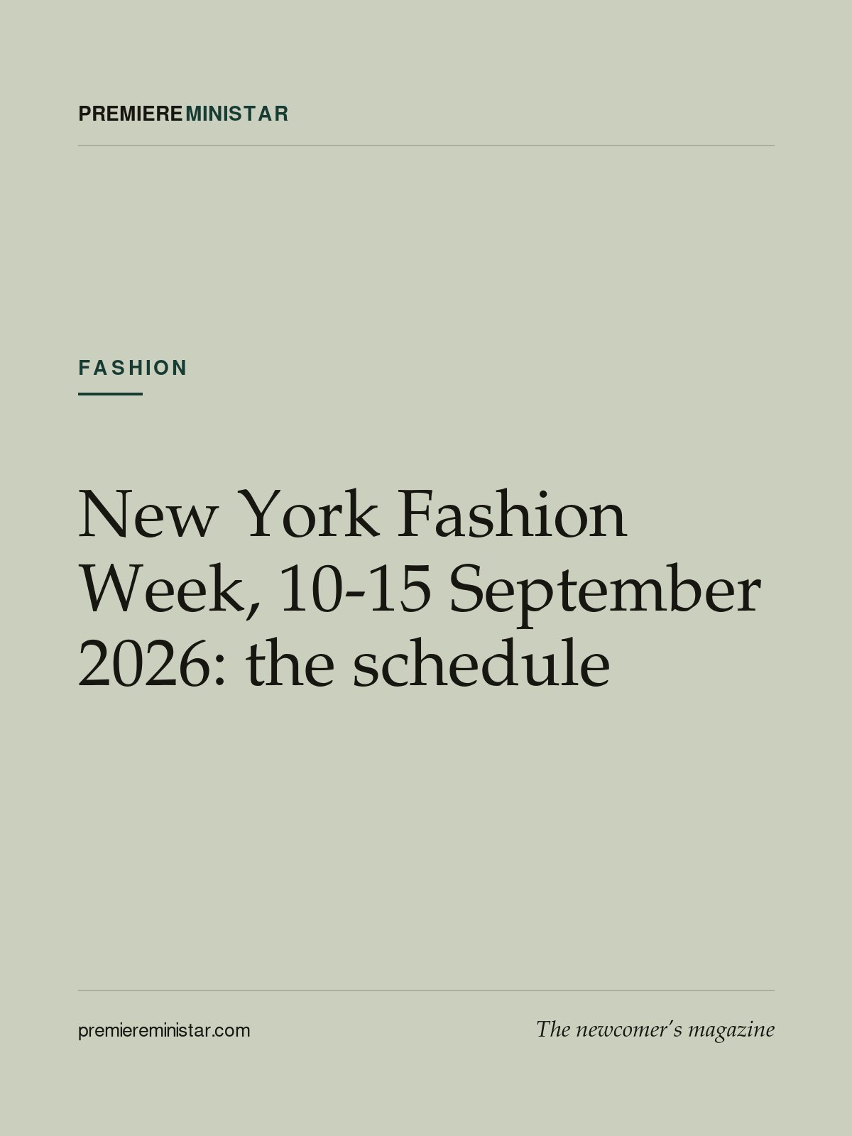 New York Fashion Week, 10-15 September 2026: the schedule