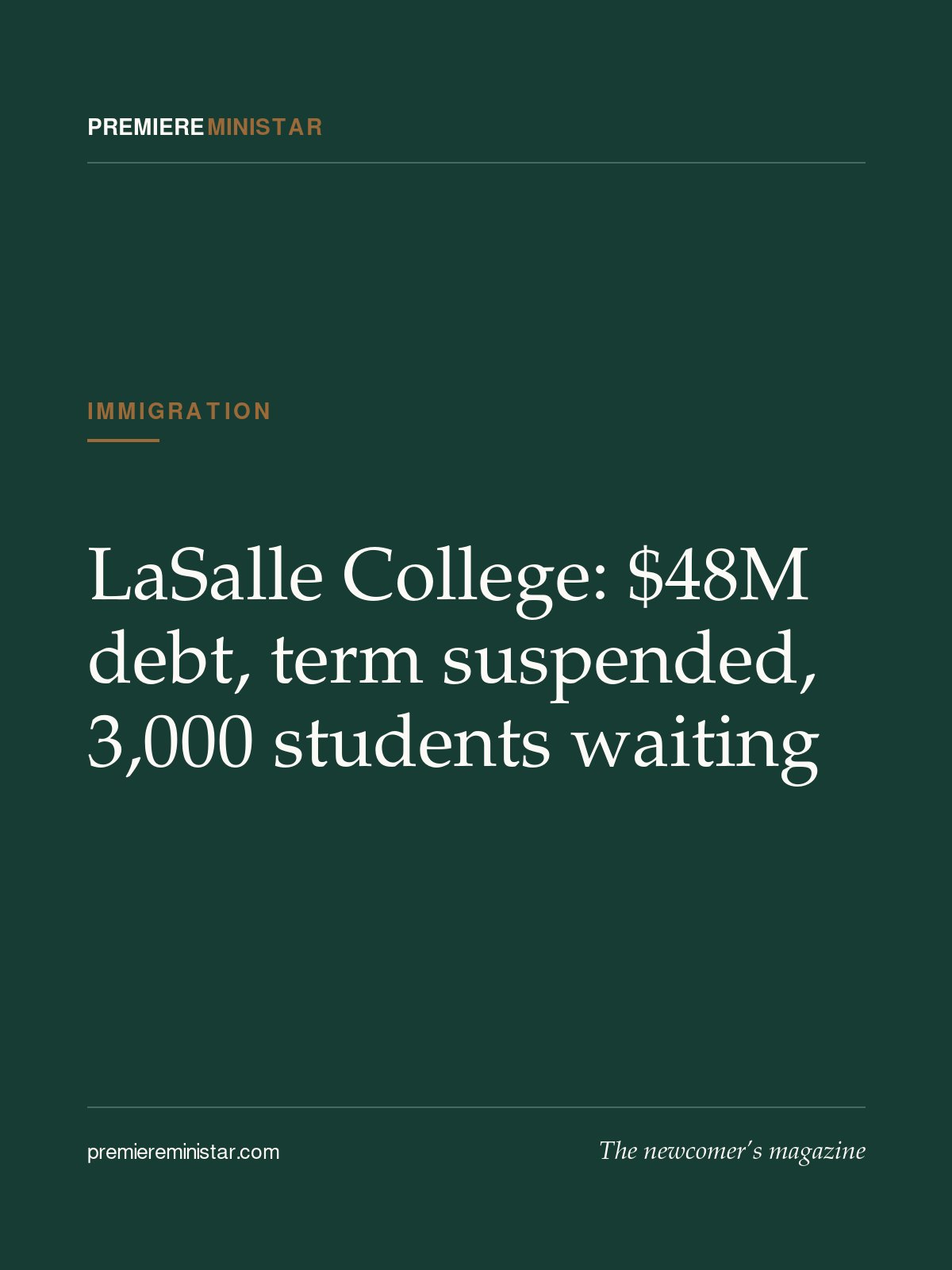 LaSalle College: $48M debt, term suspended, 3,000 students waiting