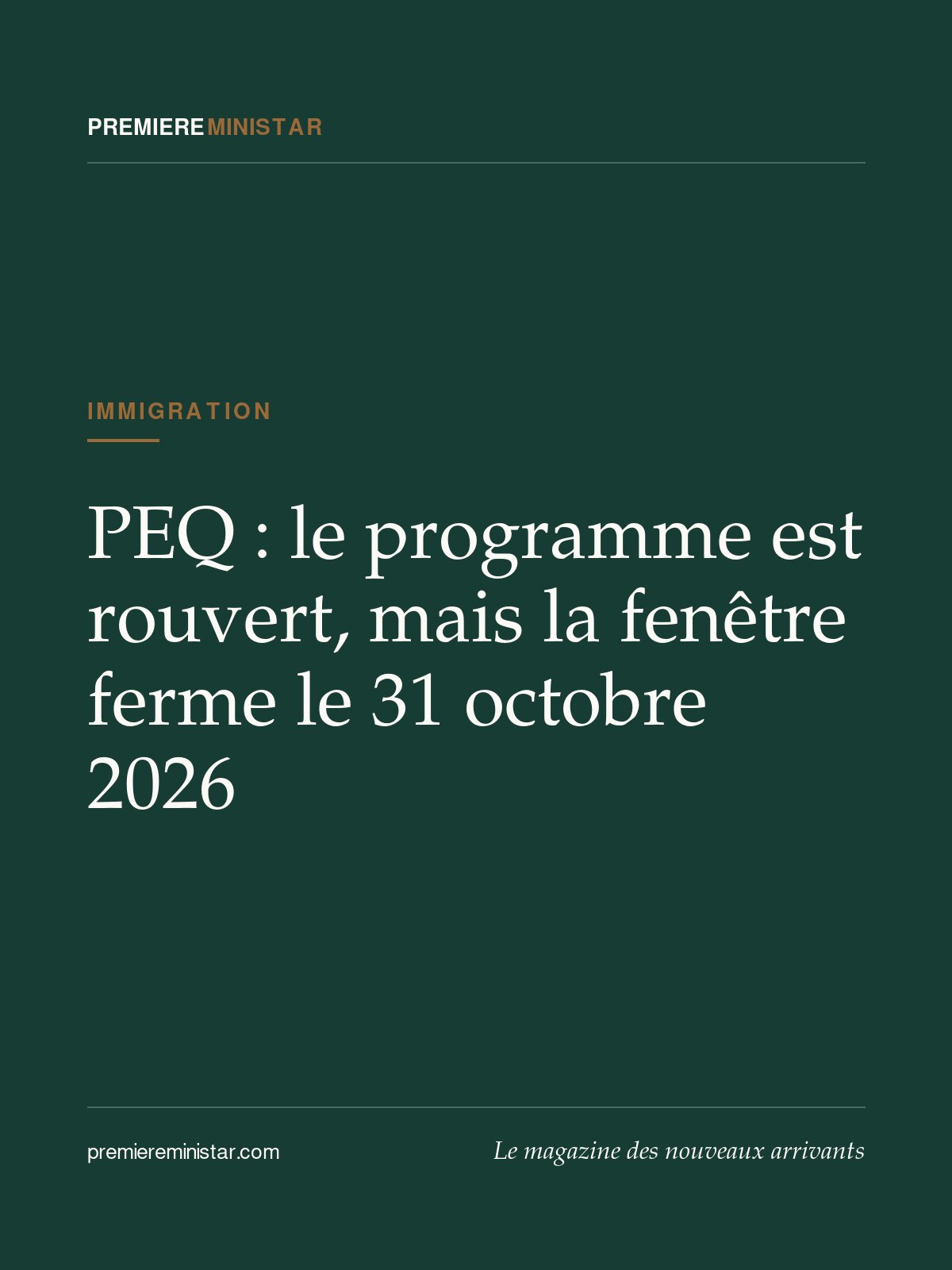 PEQ : le programme est rouvert, mais la fenêtre ferme le 31 octobre 2026
