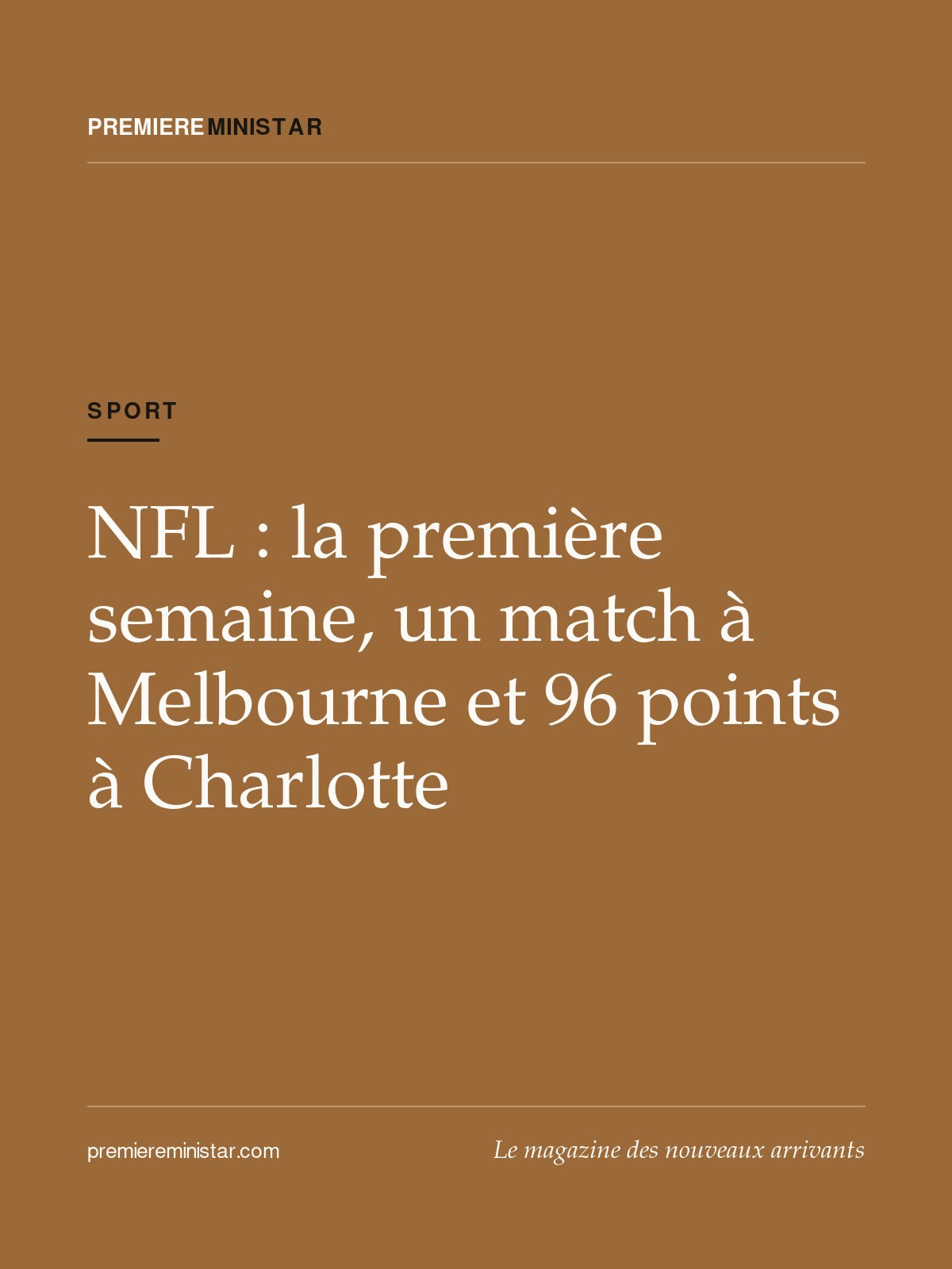 NFL : la première semaine, un match à Melbourne et 96 points à Charlotte